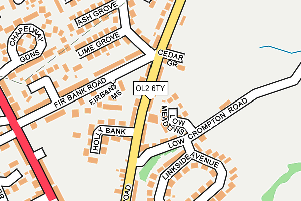 OL2 6TY map - OS OpenMap – Local (Ordnance Survey)