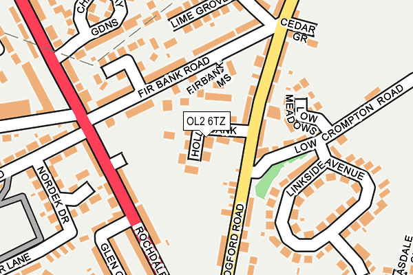 OL2 6TZ map - OS OpenMap – Local (Ordnance Survey)