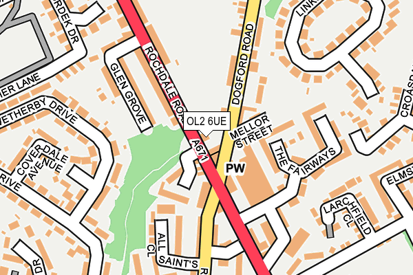 OL2 6UE map - OS OpenMap – Local (Ordnance Survey)