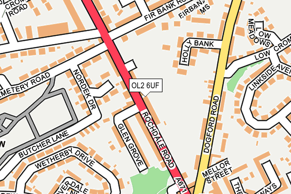 OL2 6UF map - OS OpenMap – Local (Ordnance Survey)