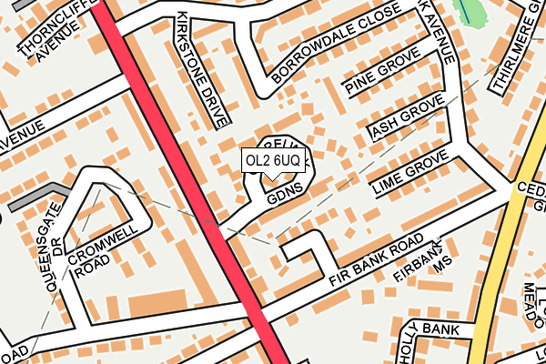 OL2 6UQ map - OS OpenMap – Local (Ordnance Survey)