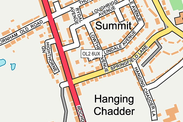 OL2 6UX map - OS OpenMap – Local (Ordnance Survey)