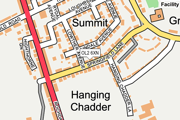 OL2 6XN map - OS OpenMap – Local (Ordnance Survey)