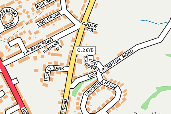 OL2 6YB map - OS OpenMap – Local (Ordnance Survey)