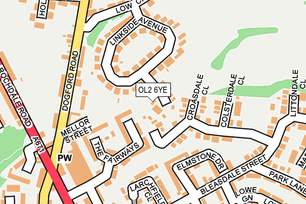 OL2 6YE map - OS OpenMap – Local (Ordnance Survey)