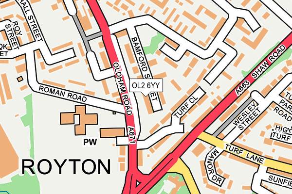 OL2 6YY map - OS OpenMap – Local (Ordnance Survey)