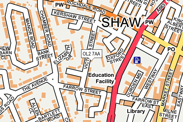 OL2 7AA map - OS OpenMap – Local (Ordnance Survey)