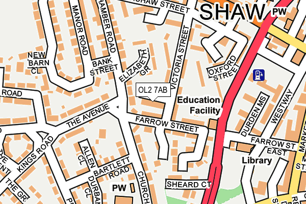 OL2 7AB map - OS OpenMap – Local (Ordnance Survey)