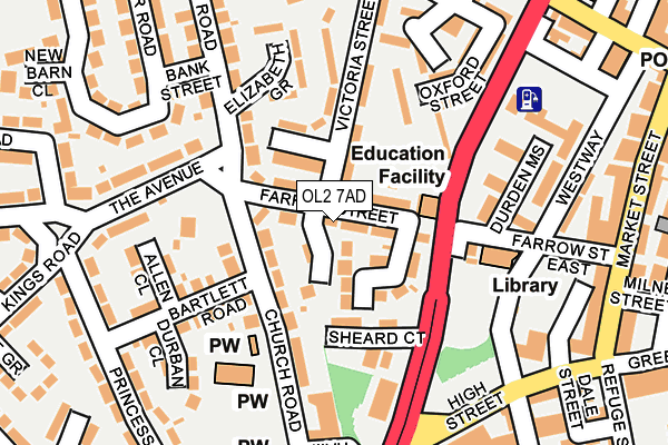 OL2 7AD map - OS OpenMap – Local (Ordnance Survey)