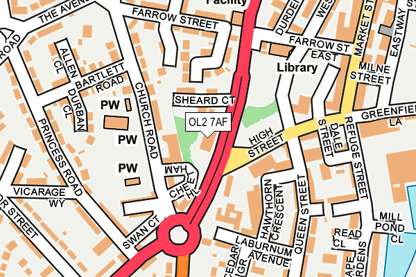 OL2 7AF map - OS OpenMap – Local (Ordnance Survey)