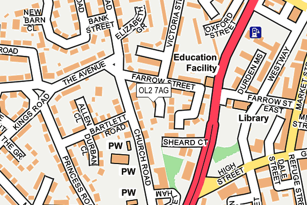 OL2 7AG map - OS OpenMap – Local (Ordnance Survey)