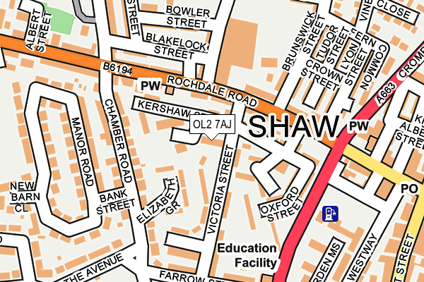 OL2 7AJ map - OS OpenMap – Local (Ordnance Survey)