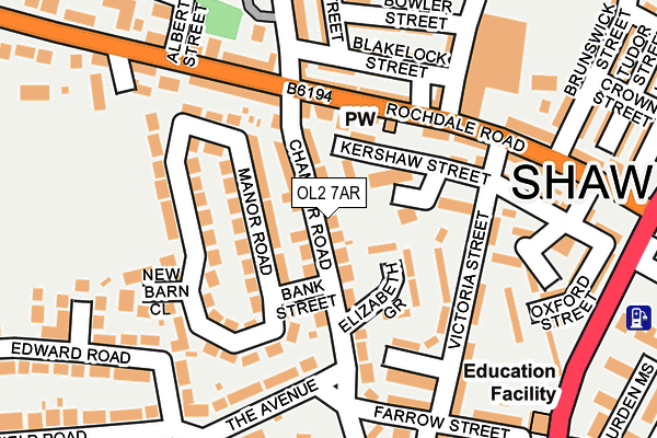 OL2 7AR map - OS OpenMap – Local (Ordnance Survey)