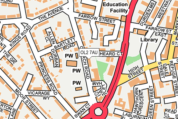 OL2 7AU map - OS OpenMap – Local (Ordnance Survey)