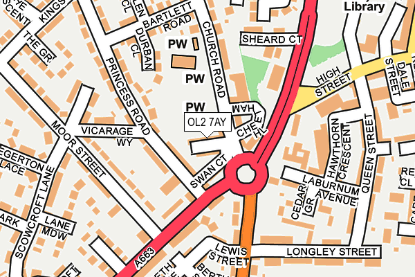 OL2 7AY map - OS OpenMap – Local (Ordnance Survey)