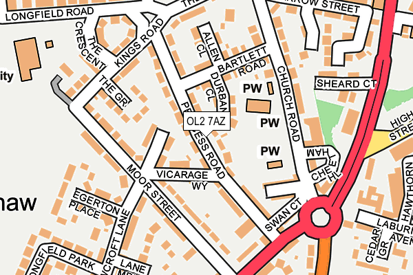 OL2 7AZ map - OS OpenMap – Local (Ordnance Survey)