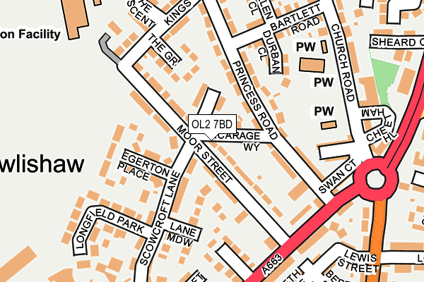 OL2 7BD map - OS OpenMap – Local (Ordnance Survey)