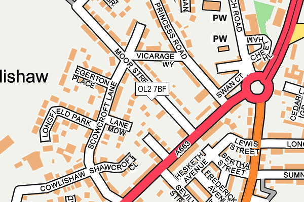 OL2 7BF map - OS OpenMap – Local (Ordnance Survey)