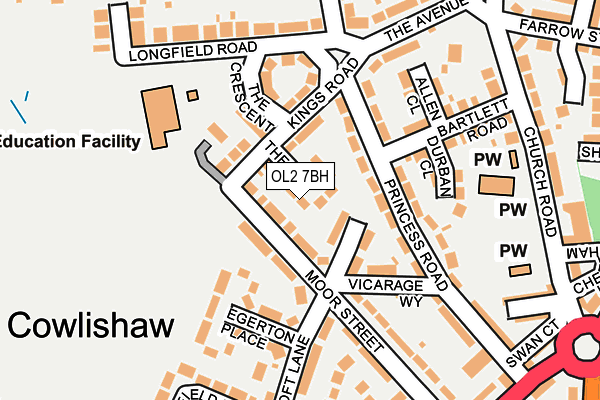 OL2 7BH map - OS OpenMap – Local (Ordnance Survey)