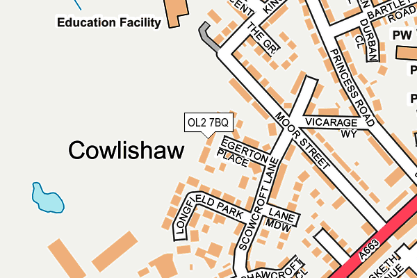 OL2 7BQ map - OS OpenMap – Local (Ordnance Survey)