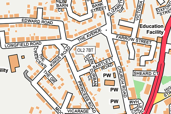 OL2 7BT map - OS OpenMap – Local (Ordnance Survey)