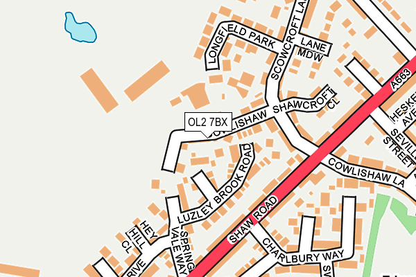 OL2 7BX map - OS OpenMap – Local (Ordnance Survey)