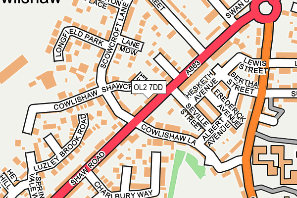 OL2 7DD map - OS OpenMap – Local (Ordnance Survey)