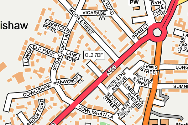 OL2 7DF map - OS OpenMap – Local (Ordnance Survey)