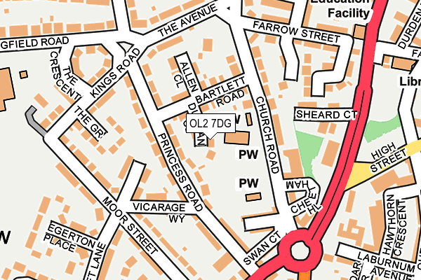OL2 7DG map - OS OpenMap – Local (Ordnance Survey)