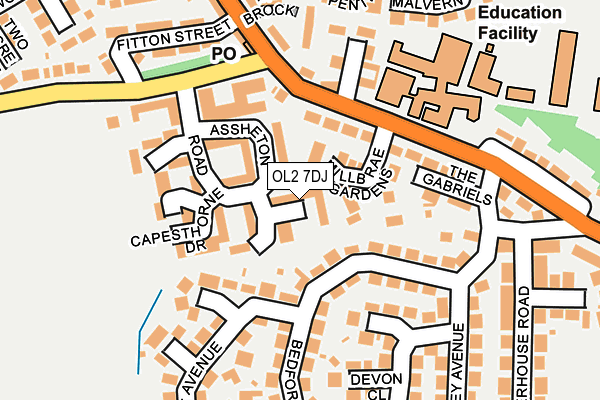 OL2 7DJ map - OS OpenMap – Local (Ordnance Survey)