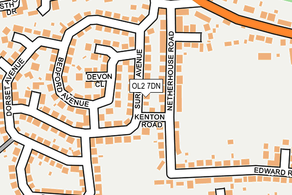 OL2 7DN map - OS OpenMap – Local (Ordnance Survey)