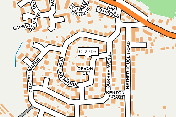 OL2 7DR map - OS OpenMap – Local (Ordnance Survey)