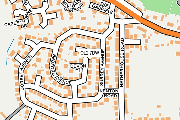 OL2 7DW map - OS OpenMap – Local (Ordnance Survey)