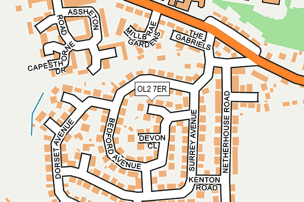 OL2 7ER map - OS OpenMap – Local (Ordnance Survey)