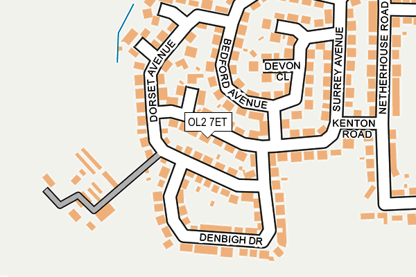 OL2 7ET map - OS OpenMap – Local (Ordnance Survey)