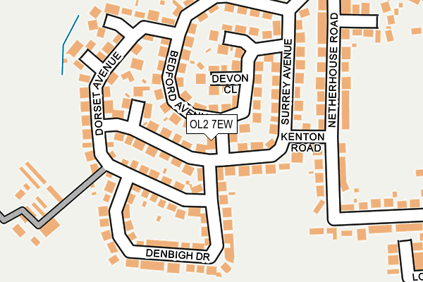 OL2 7EW map - OS OpenMap – Local (Ordnance Survey)