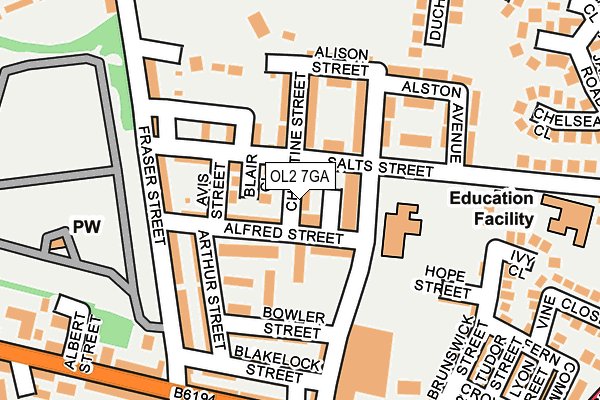 OL2 7GA map - OS OpenMap – Local (Ordnance Survey)