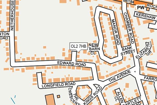 OL2 7HB map - OS OpenMap – Local (Ordnance Survey)