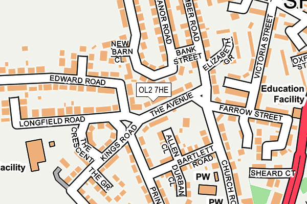 OL2 7HE map - OS OpenMap – Local (Ordnance Survey)