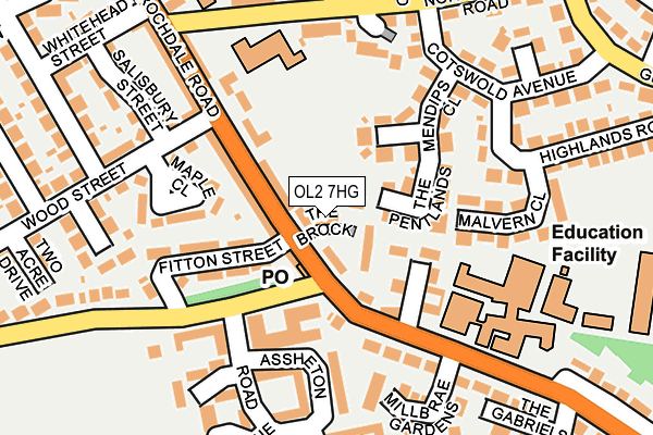 OL2 7HG map - OS OpenMap – Local (Ordnance Survey)