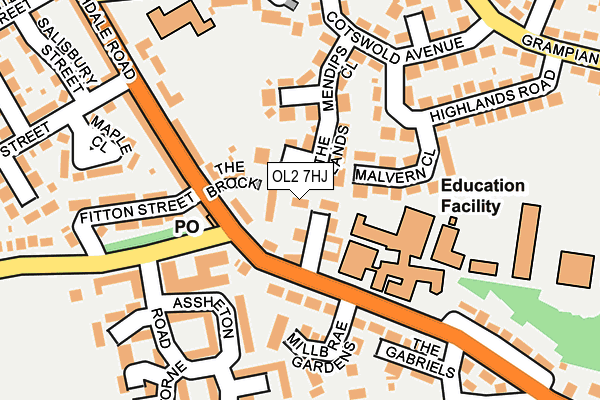 OL2 7HJ map - OS OpenMap – Local (Ordnance Survey)