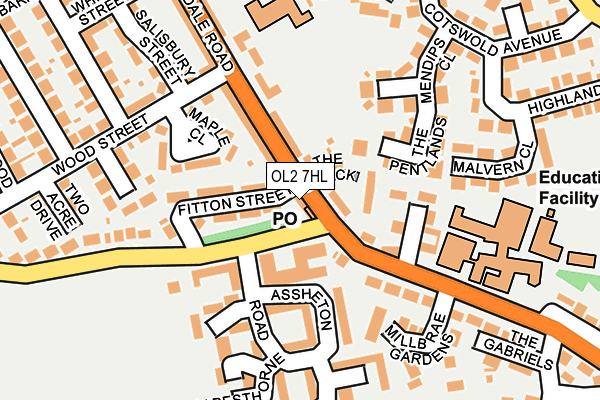 OL2 7HL map - OS OpenMap – Local (Ordnance Survey)