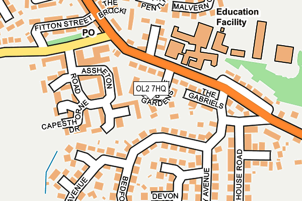 OL2 7HQ map - OS OpenMap – Local (Ordnance Survey)