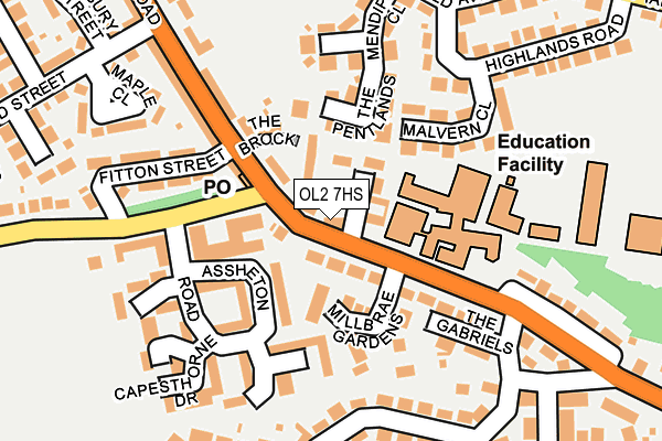 OL2 7HS map - OS OpenMap – Local (Ordnance Survey)
