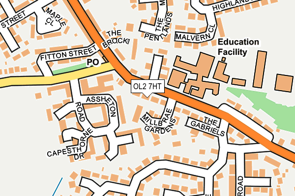 OL2 7HT map - OS OpenMap – Local (Ordnance Survey)