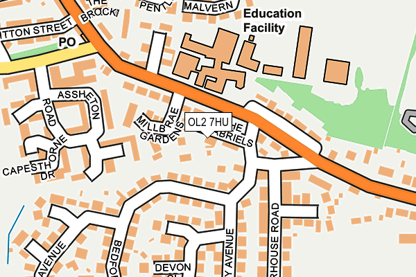 OL2 7HU map - OS OpenMap – Local (Ordnance Survey)