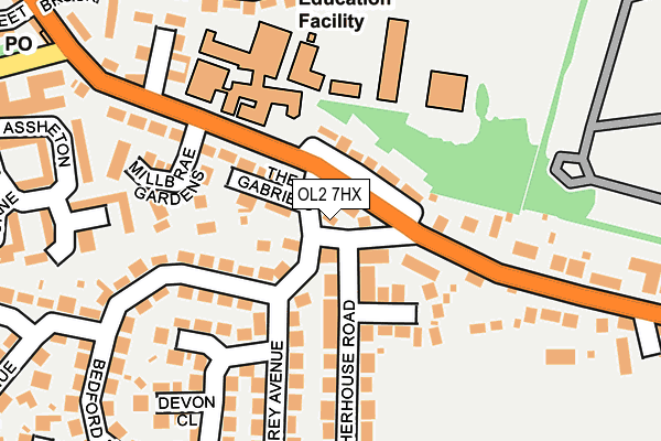 OL2 7HX map - OS OpenMap – Local (Ordnance Survey)