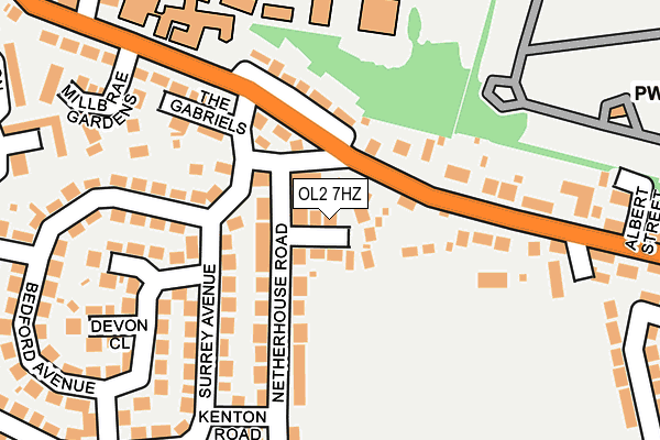 OL2 7HZ map - OS OpenMap – Local (Ordnance Survey)