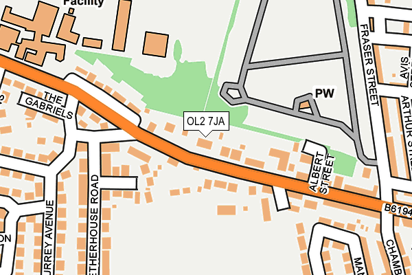 OL2 7JA map - OS OpenMap – Local (Ordnance Survey)