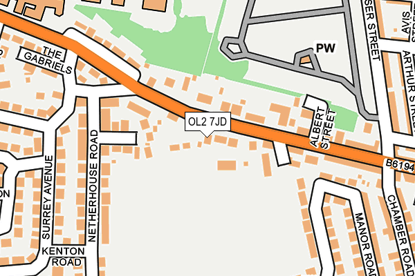 OL2 7JD map - OS OpenMap – Local (Ordnance Survey)
